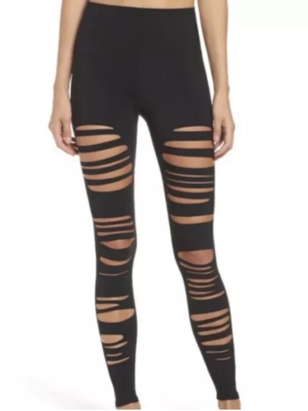 Alo High-Waist Extreme Ripped Warrior Legging in Black Size Small